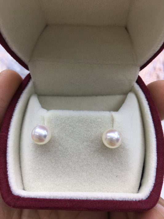 AAA 6.5-7mm round pearl stud earrings,cultured pearl beads,natural pearls,SE3-076