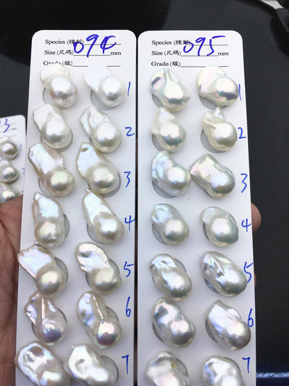AAA 12-16x18-22mm White Flame ball Pearl Pairs - 0.9mm top half hole,large Baroque freshwater pearl pairs,FL15-3A-8-50