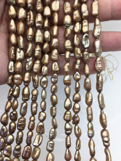 AA+ 6-7mm brown toothpick Biwa Pearl Necklace,Genuine Fresh Water Pearl,Wedding Necklace,Mothers Day,ZS-80-10-22