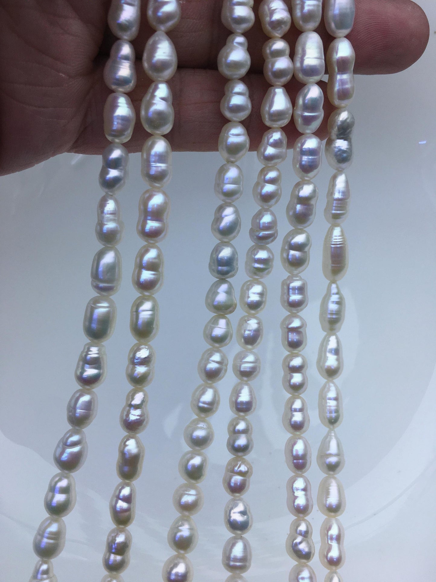 6 strands AA+ 5-7mm white rie Pearl Necklace,ZS-T20