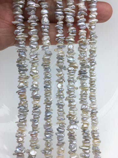 AAA/AA+ 5-6mm white with natural gray Keshi pearls,Center drilled,ZS-128-6