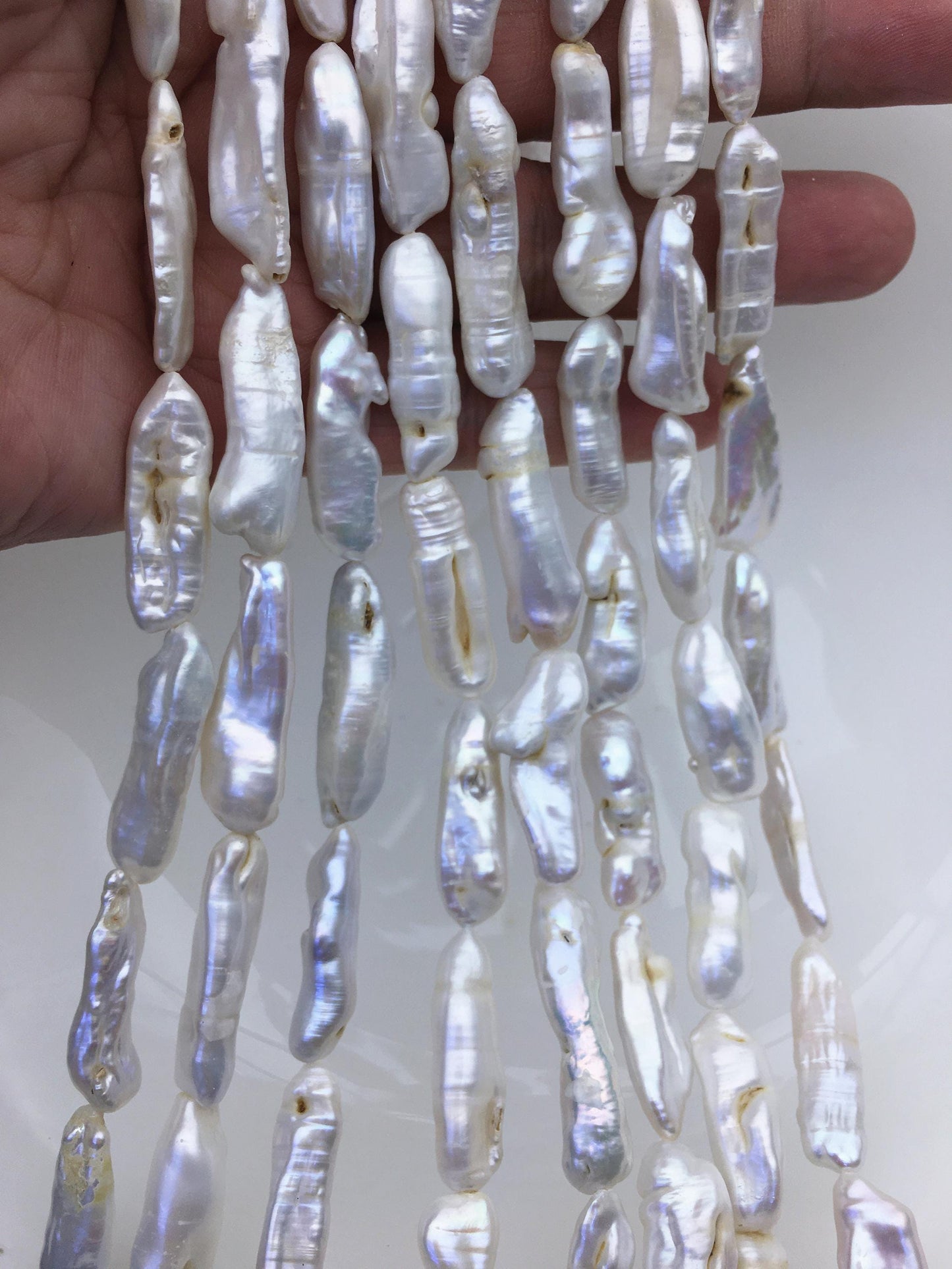 A 7-9mm white Thick Keshi Biwa Pearl Necklace,ZS-200-120-10