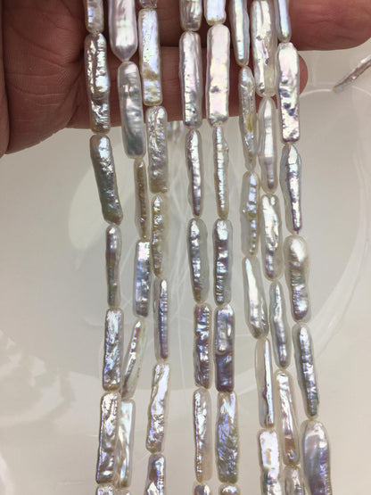15.5'' AA+ 5-6mm White rectangle pearls,ZS-80-17