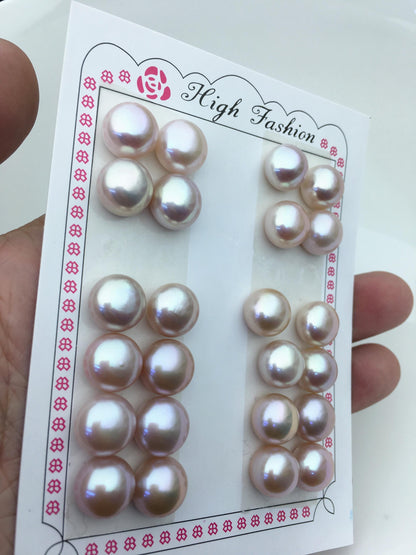 1 pair AAA 11.5-12mm purple big button round freshwater pearls pair,BTN12-T4