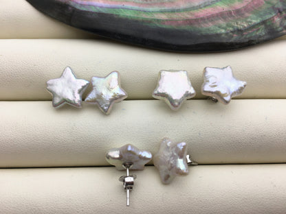 1 pair 11-12mm White Five-point freshwater pearl stud earrings - Freshwater Pearls earrings - SE3-040