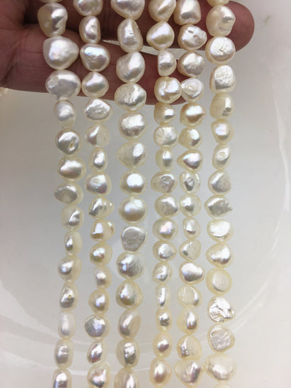 AA+ 7-8mm white nugget freshwater pearls,irregular nugget freshwater pearl strand,cheap price,pearl factory china,LM7-T6
