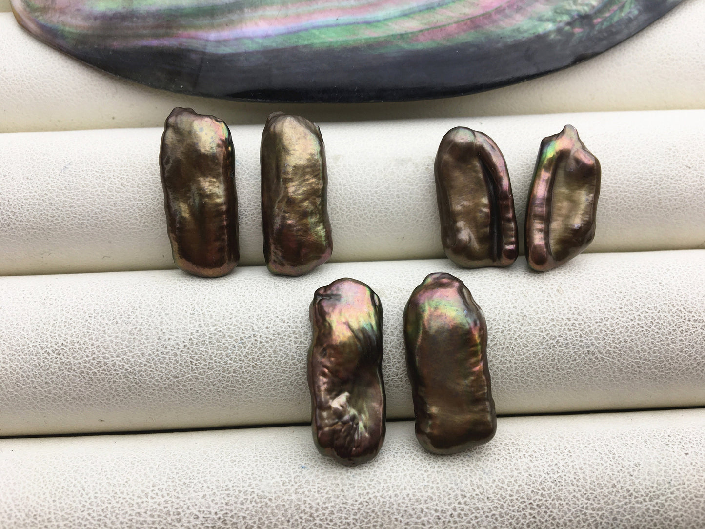 2 pairs AAA 8-10mm Brown Biwa keshi pearls Pair,for make dangle earrings,baroque pearl,loose pearl beads,very high luster,ZS-127-36-11