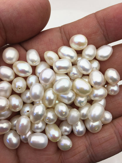 30pcs AAA 7.3-8.2mm white nugget freshwater pearls,0.9mm through hole,LM8-3A-2