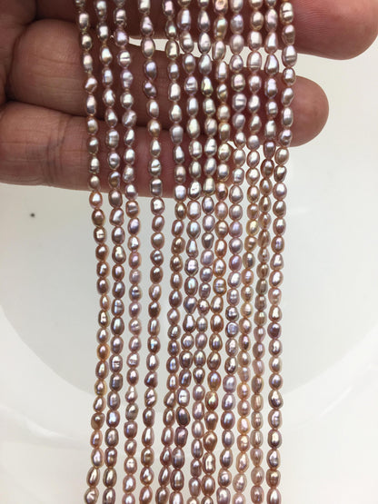 AA+ 3-3.5mm*4-5mm purple rice pearls,oval loose pearl beads,diy pearl,genuine pearl,Cultured pearl,diy pearl beads,LR3-T6