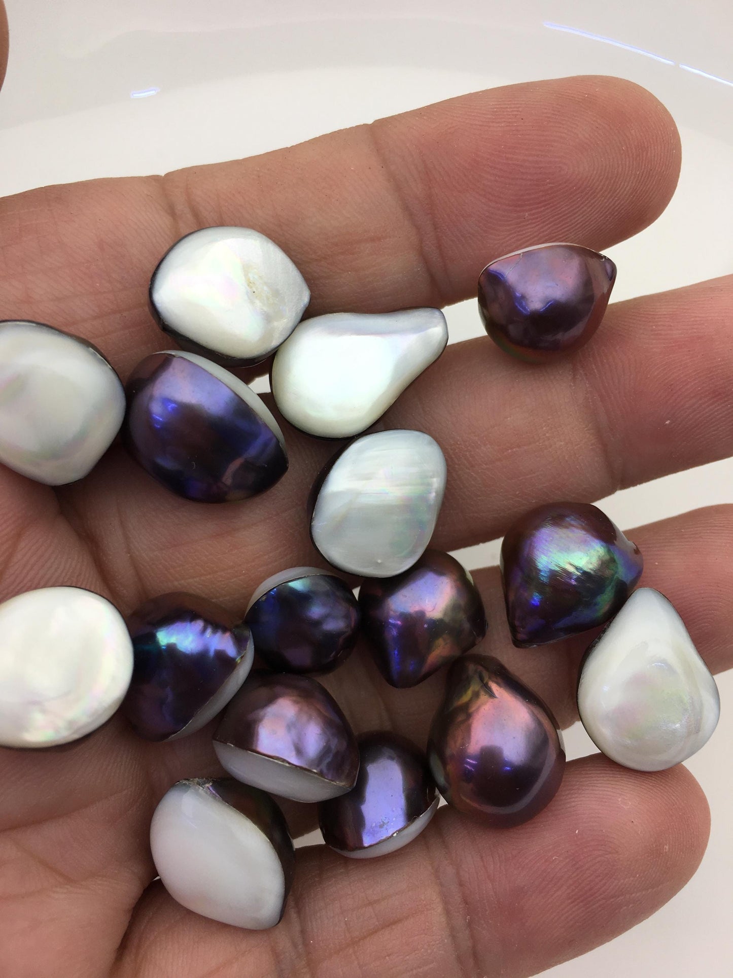 24pcs AAA 11-14mm Black Rainbow Baroque Freshwater Mabe Natural Rainbow Freshwater Pearls,no hole,MB-T12