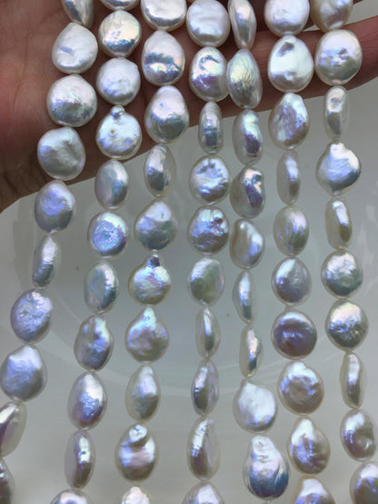 AA+ 10-11mm White Coin freshwater pearls,diy bead,flat round pearl bead,COIN12-2A-2-3