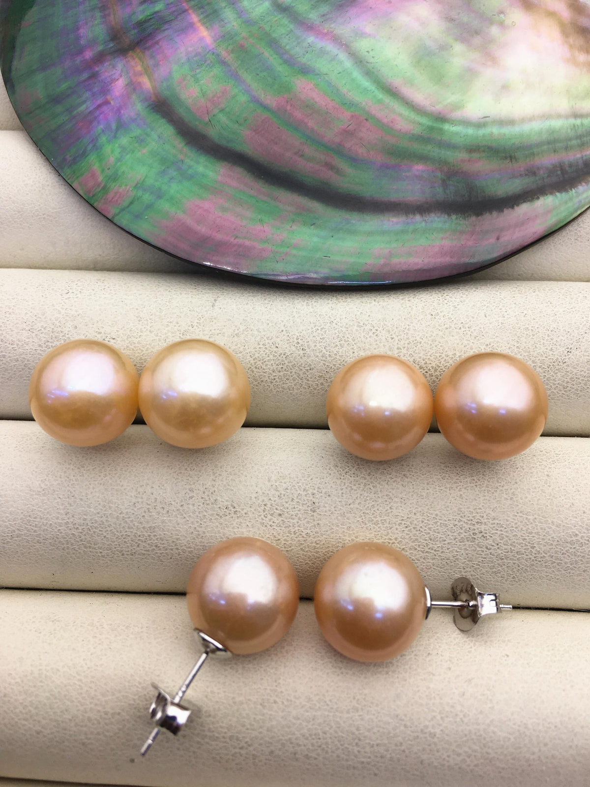 1 pair AAA 12-13mm orange round edison pearl stud earrings,SE3-T9-61