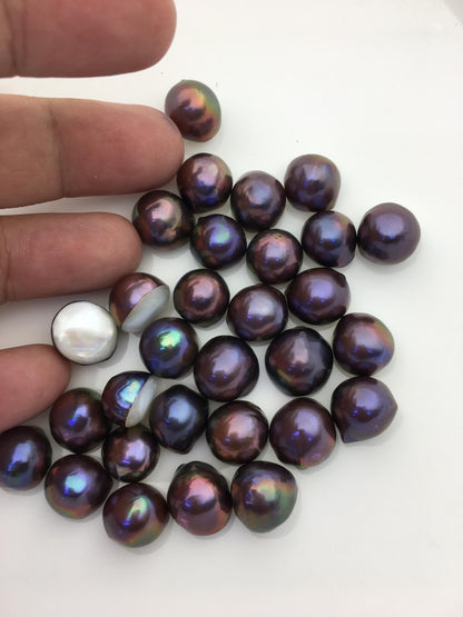 30pcs AAA 11-14mm Black Baroque Freshwater Mabe Rainbow Freshwater Pearls,no hole,MB-T14