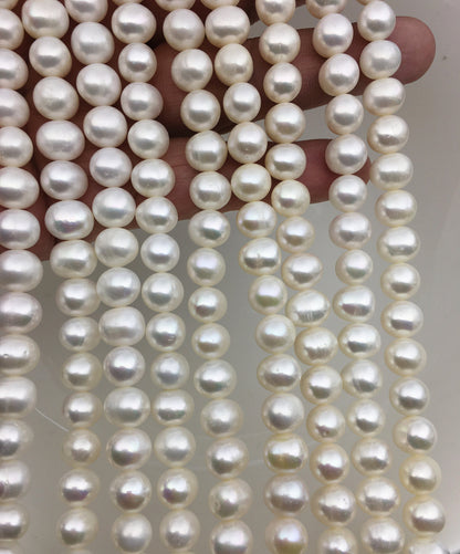 AA 9-10mm white potato freshwater pearls,2mm 3mm big hole,pearl beads wholesale,large hole pearls,CR9-2A-4