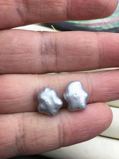 10 pairs AA 9-12mm Gray Five pointed star Shape Freshwater Pearl White loose Beads Piar,wholesale,ZS-103-37-48