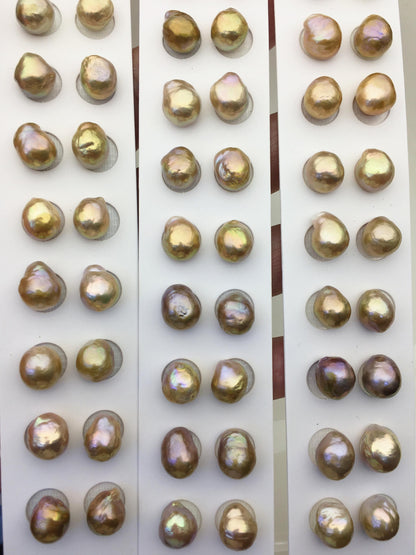 5pairs AAA 9-10mm Natural Rainbow baroque drop edison freshwater pearl Pair,no hole,ED11-3A-2-3