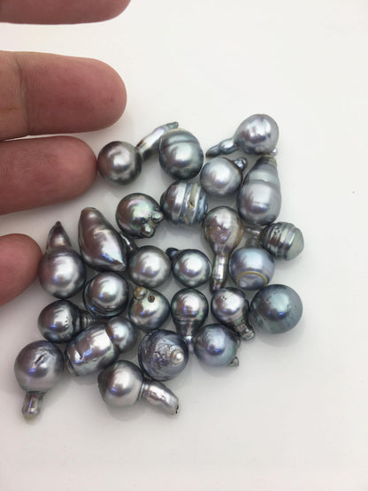 25pcs AA 9-12mm baroque silver gray Tahitian Pearl,no hole,TH-temp-023