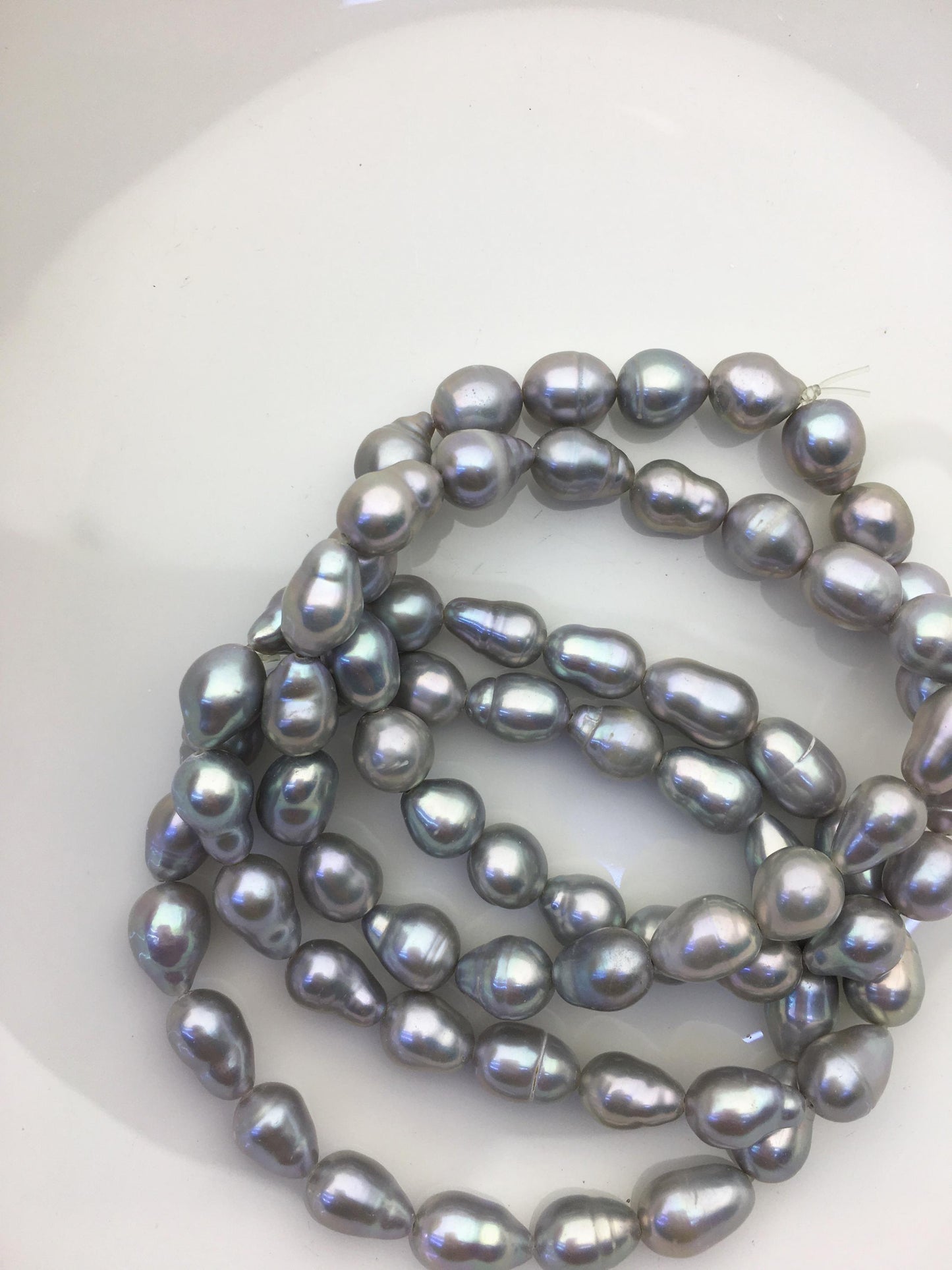 2pc 7 inchs AA+ 7-8mm gray Freshwater pearl Elastic string Bracelet,B8-003-13