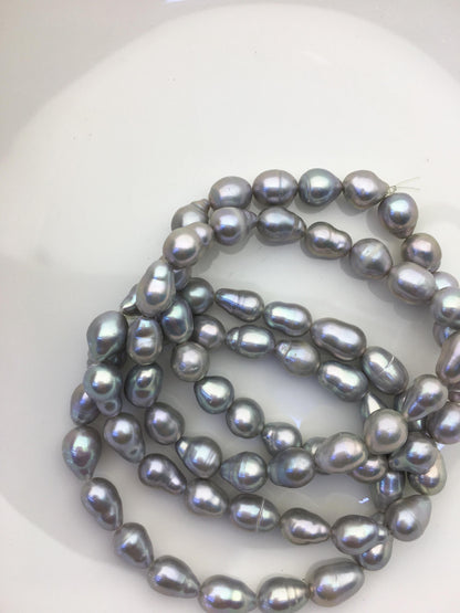 2pc 7 inchs AA+ 7-8mm gray Freshwater pearl Elastic string Bracelet,B8-003-13