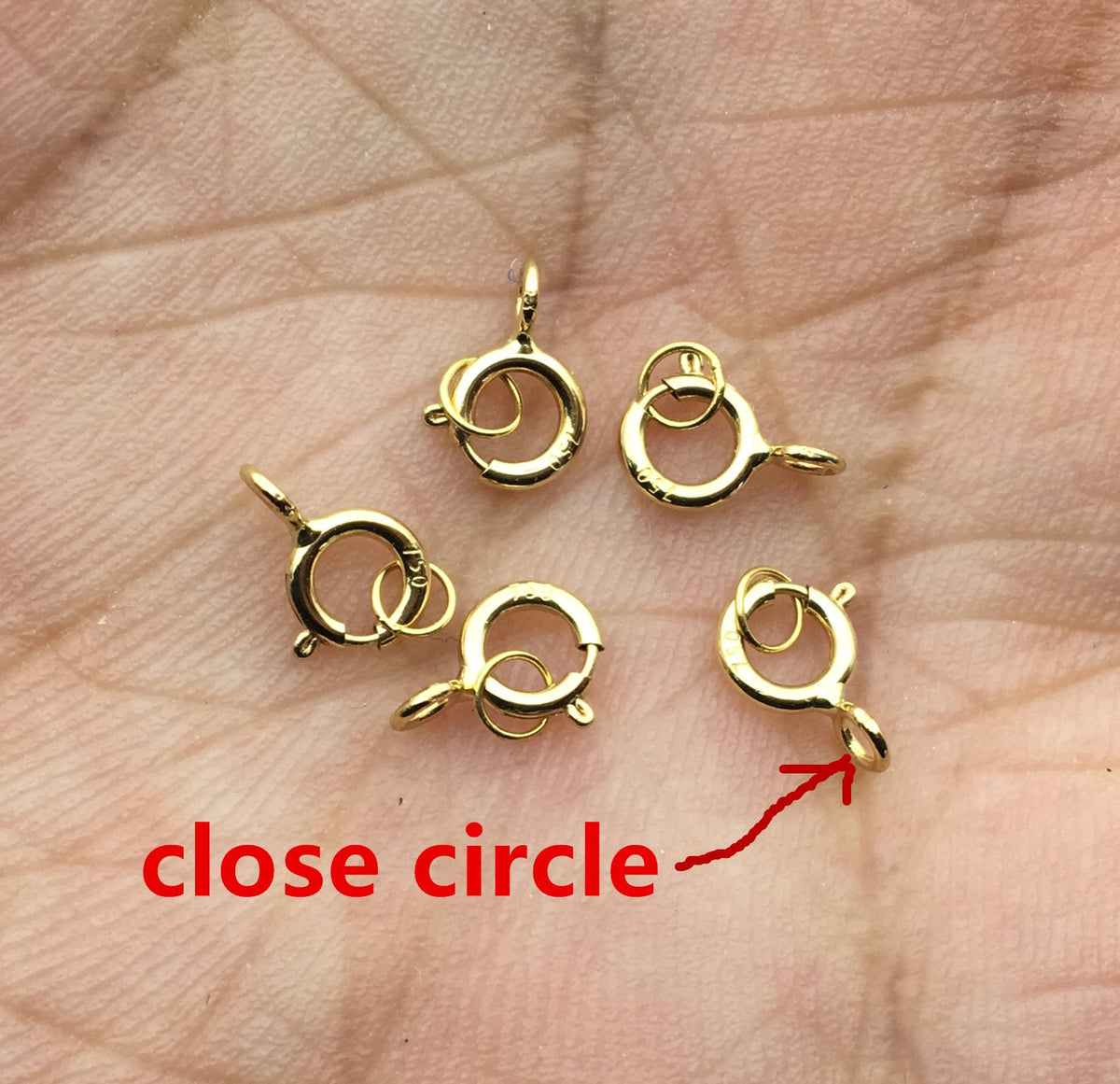 18k solid yellow gold set 4.5mm spring ring with 2.8 mm closed jump spring,ASG-CL-006
