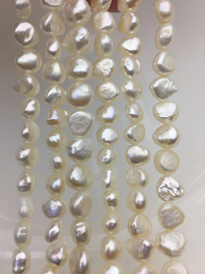 AA+ 7-8mm white nugget freshwater pearls,irregular nugget freshwater pearl strand,cheap price,pearl factory china,LM7-T6