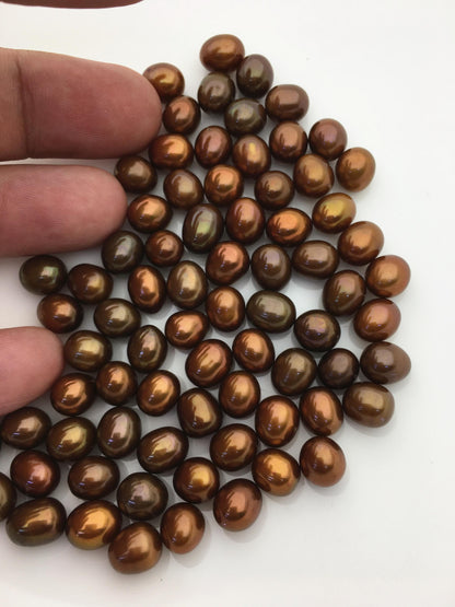 20pcs AAA 7.5-8mm brown rice freshwater pearls,no hole,brown oval pearl,for make dangle pearl earrings,LR7-T10
