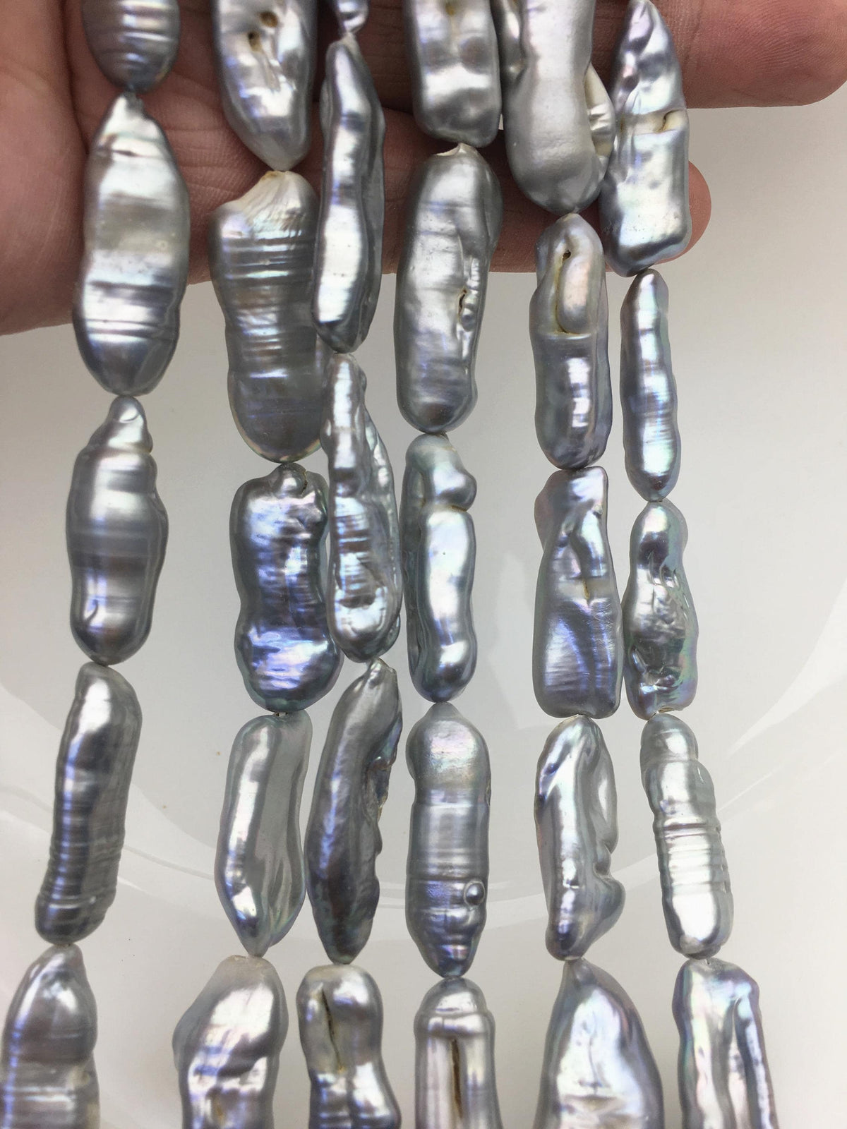 AA 9-12mm Gray Thick Biwa keshi Freshwater Pearl,ZS-200-83