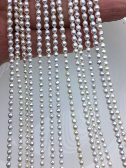 AAA 3-3.5x3.5-4mm white oval pearls,full strand,oval loose pearl beads,diy pearl,genuine pearl,Cultured pearl,diy pearl beads,LR3-3A-31