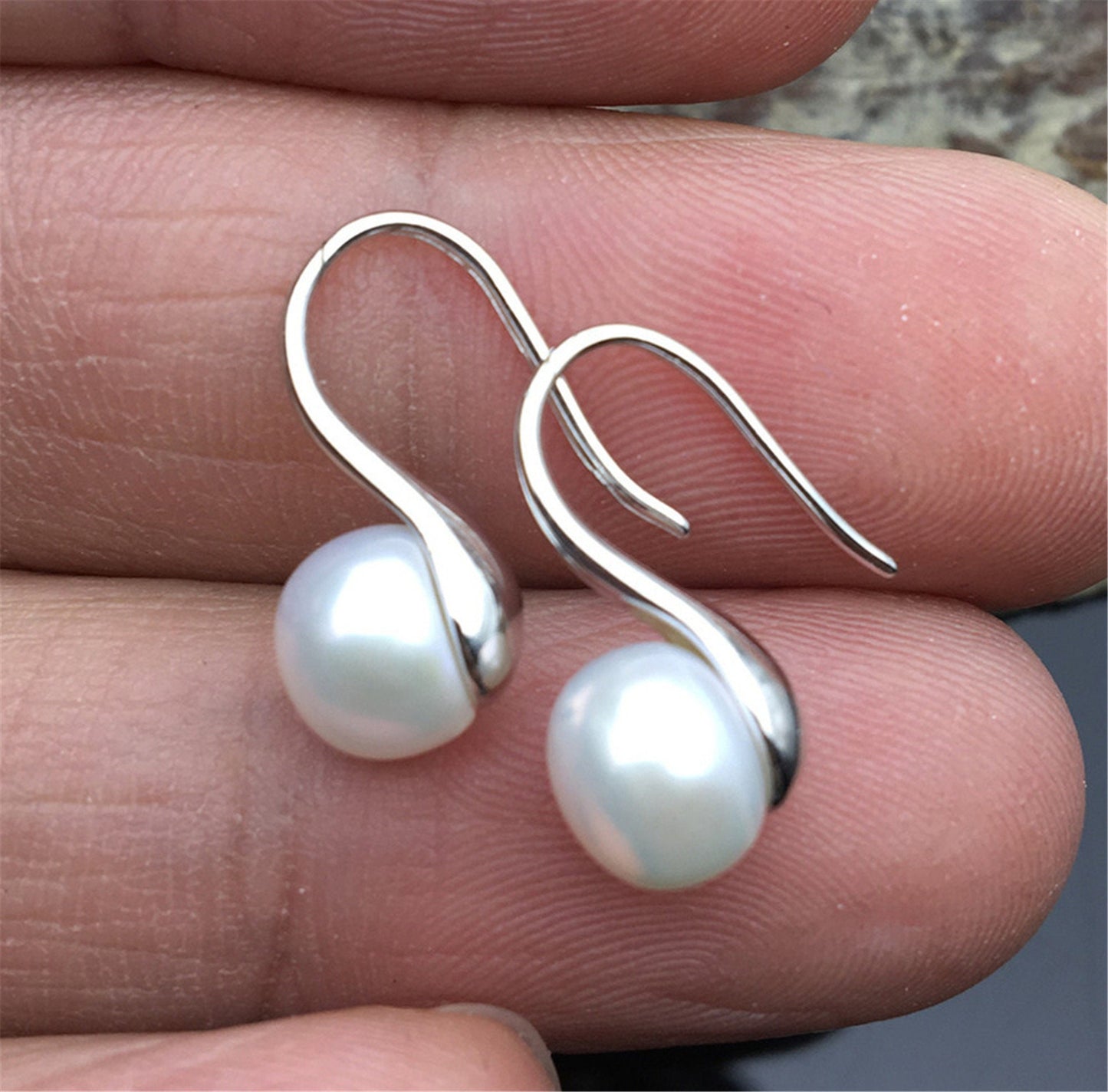 High-heeled pearl dangle earrings,8-8.5mm pearl,S925 Sterling Sliver pearl earrings,AAA button round pearl earrings for women,SE3-088