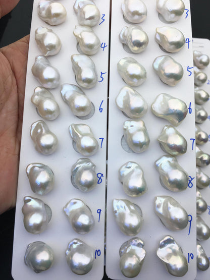 AAA 13-15x18-22mm White Flame ball Pearl Pairs - large Baroque freshwater pearl pairs,top half hole,FL15-3A-8-76