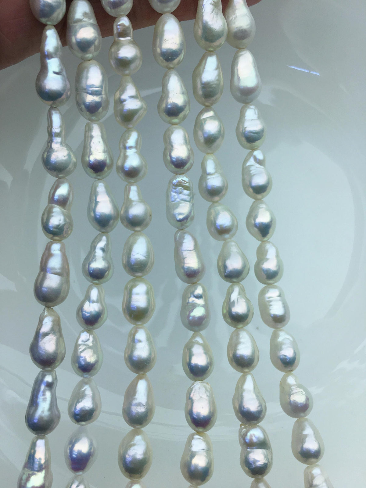 AA+ 9-11mm white baroque long drop Edison Freshwater Pearl,ED12-2A-5-41