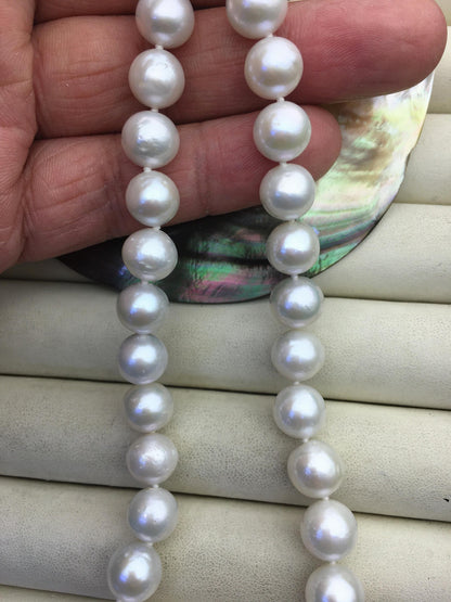 17.5 inches AA+ 8-10mm white round freshwater Pearl necklace,genuine freshwater Pearl necklace, Natural Pearl Necklace,NPN1-059