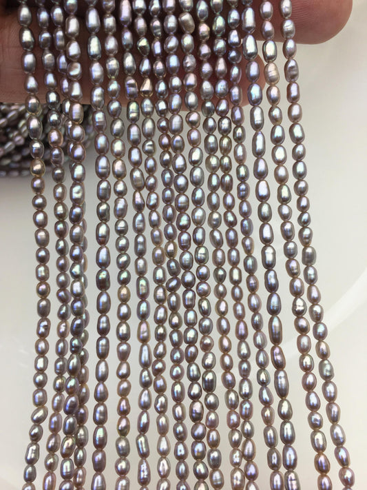 AAA 2.8-3x4-5mm gray purple rice pearls,oval loose pearl beads,diy pearl,genuine pearl,Cultured pearl,diy pearl beads,LR2-3A-20