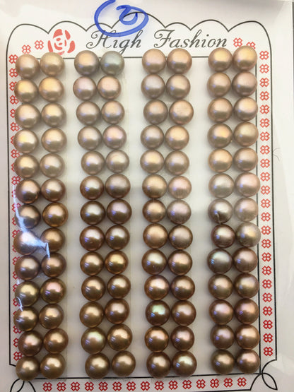 52pairs AAA 6.5-7mm Brown Button Round pearls pairs,for design for stud earrings,BTN6-T1