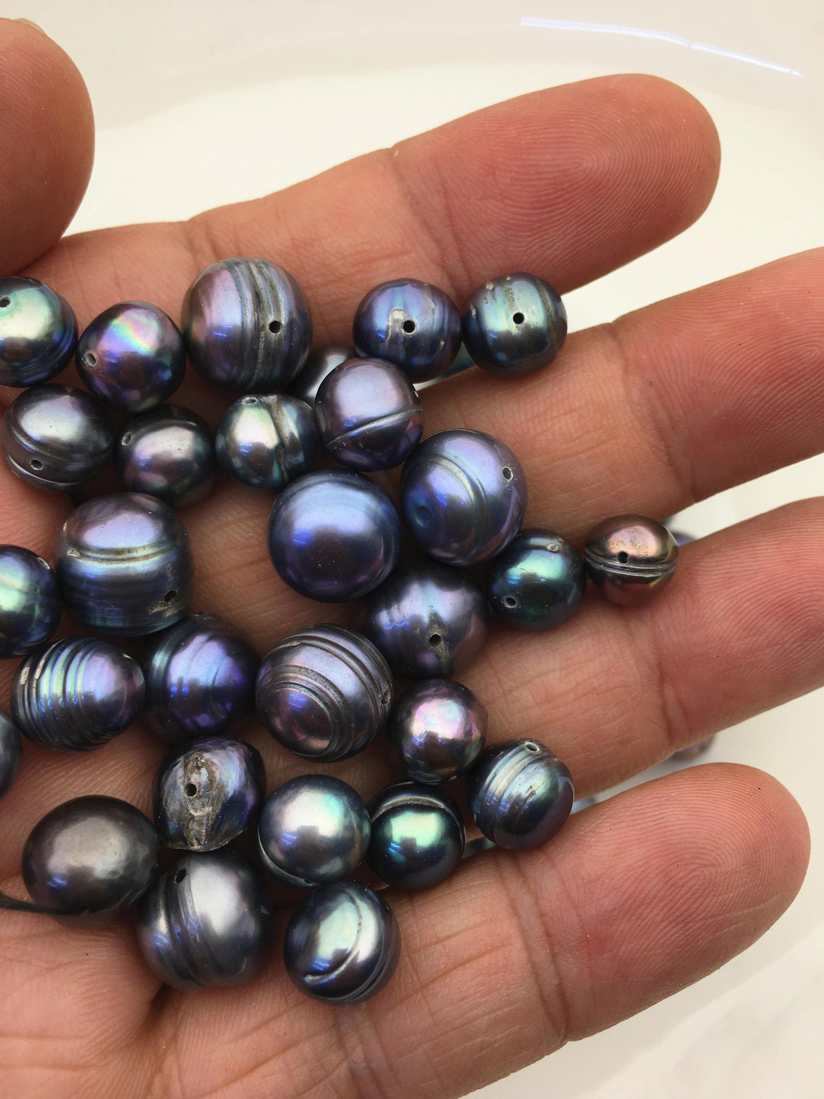 89pcs AA 8-12mm deep blue Potato loose pearl,through hole,CR9-T4