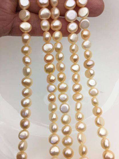 AAA 8-9mm orange peachnugget freshwater pearls,irregular nugget freshwater pearl strand,Bulk Supplier,china wholesale,LM8-T1