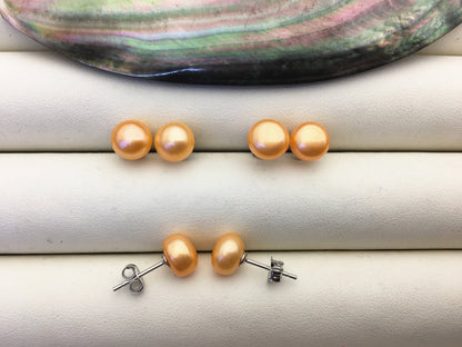 AAA 8-8.5mm Yellow Pearl stud earrings, Sterling Silver,SE1-T9