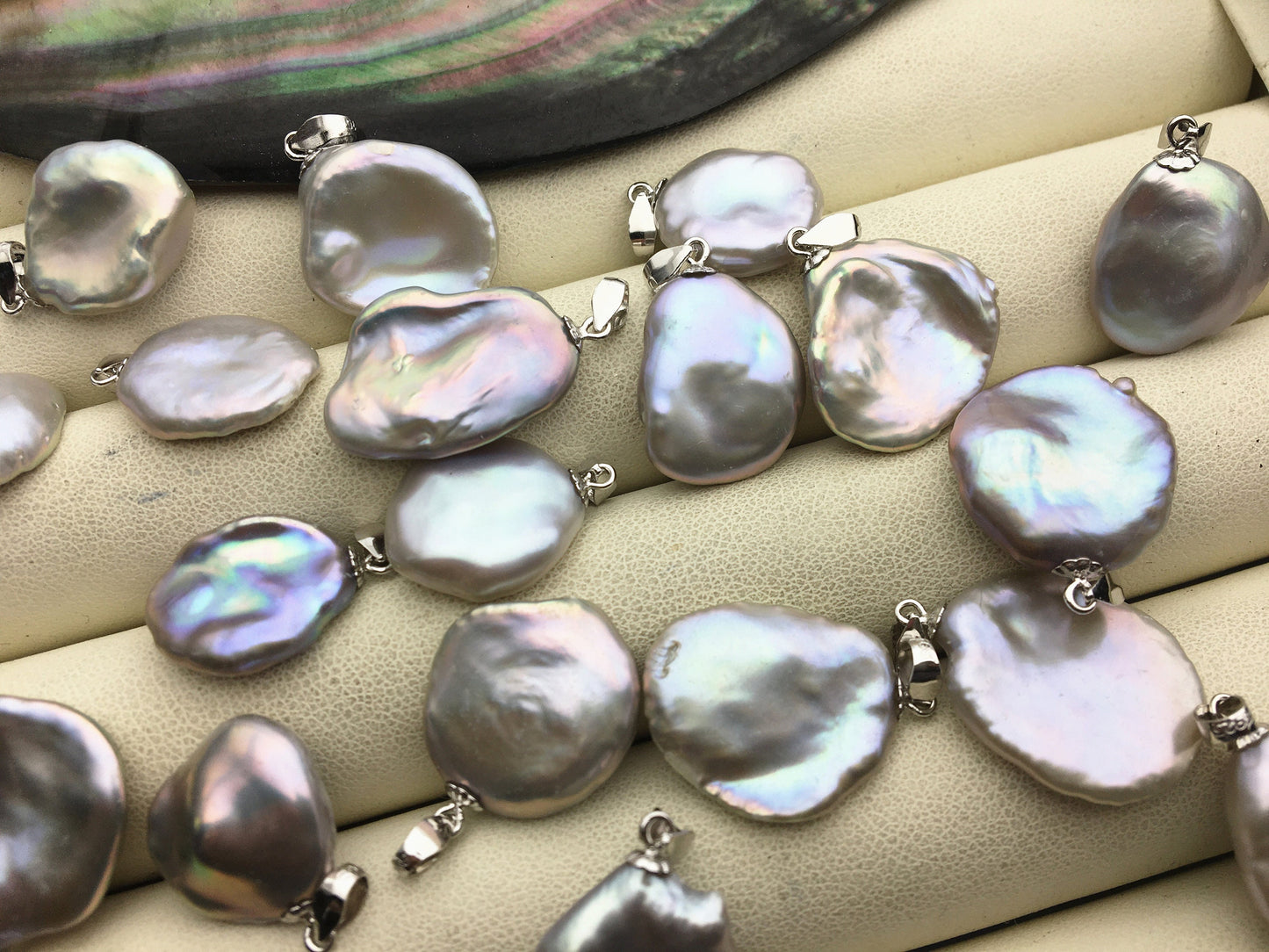 1pc AAA 13-15mm Gray keshi pearl pendant necklace,S925 Sterling silver pendant,NC1-004