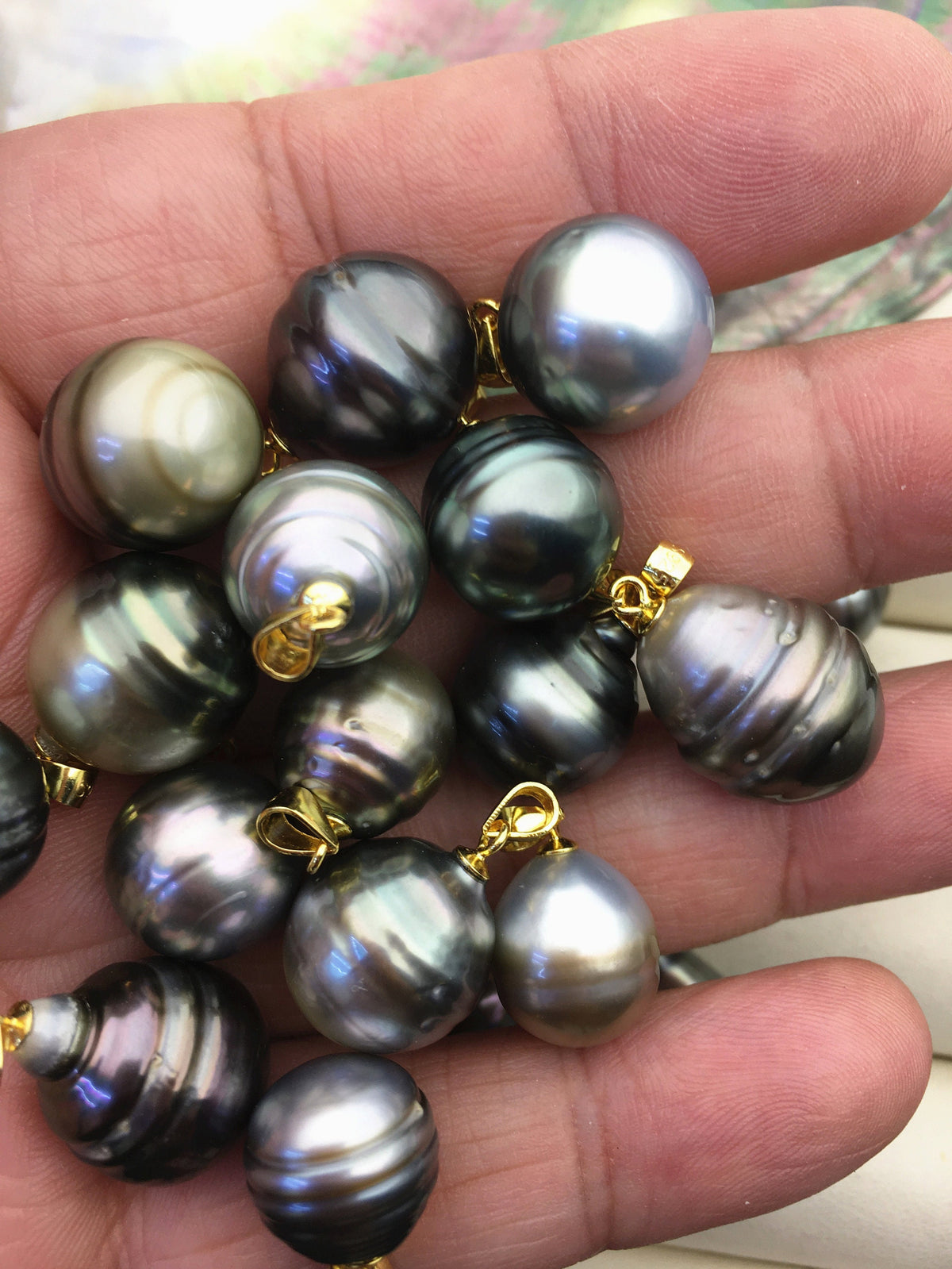 1pc 11-14mm Mix Color Baroque Drop Tahitian sea pearl pendant,S925 Sterling silver pendant,NC1-T28