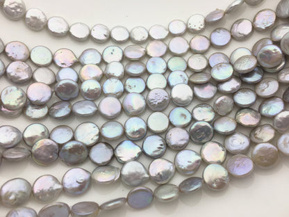 AA+ 11-12mm Gray Coin freshwater pearls,good quality,diy bead,flat round pearl bead strings,COIN11-T2