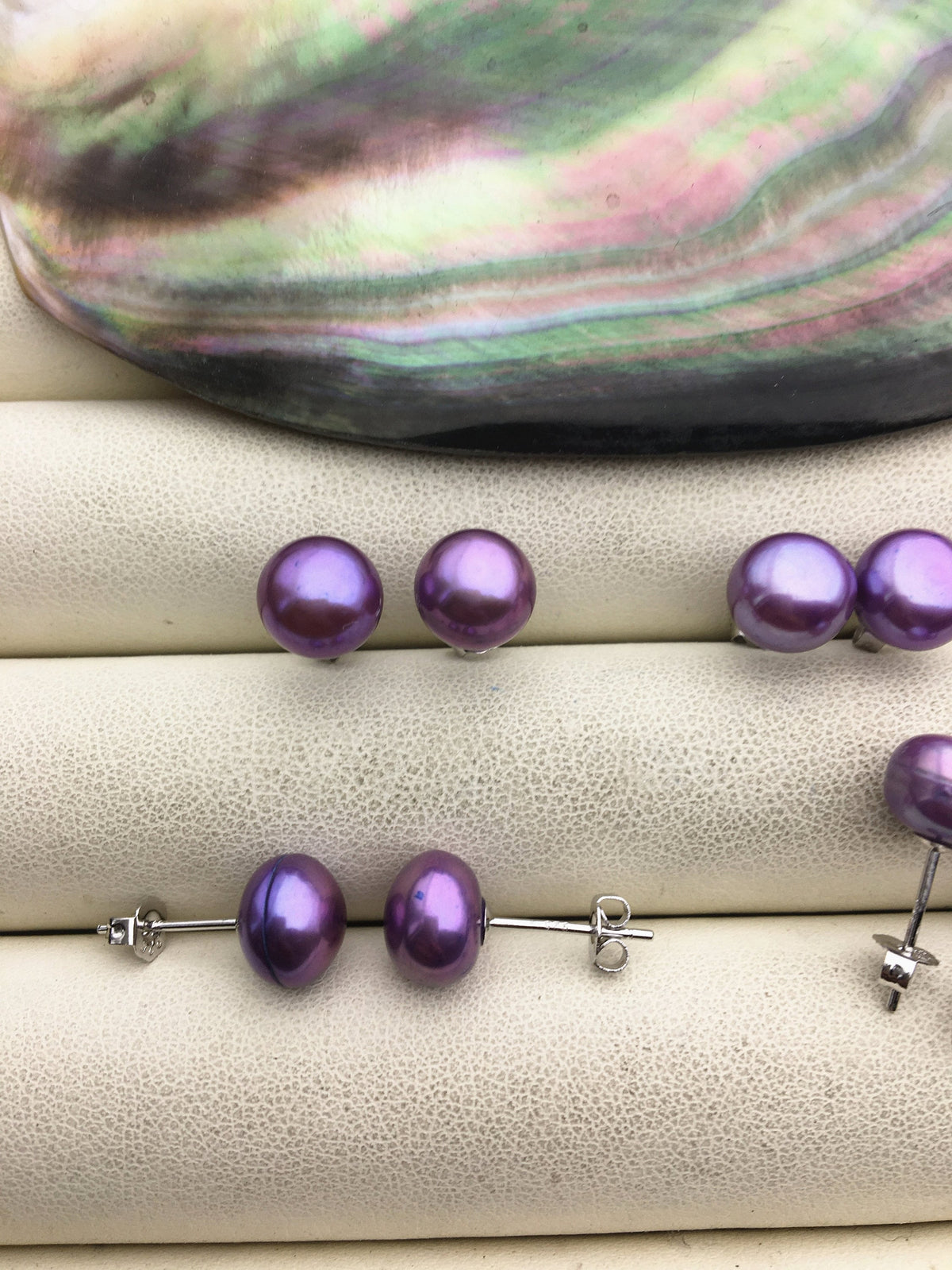 1 pair AAA 6-7mm Purple Pearl stud earrings,S925 Sterling Silver,Wedding,violet pearl earrings,purple jewelry,SE1-003