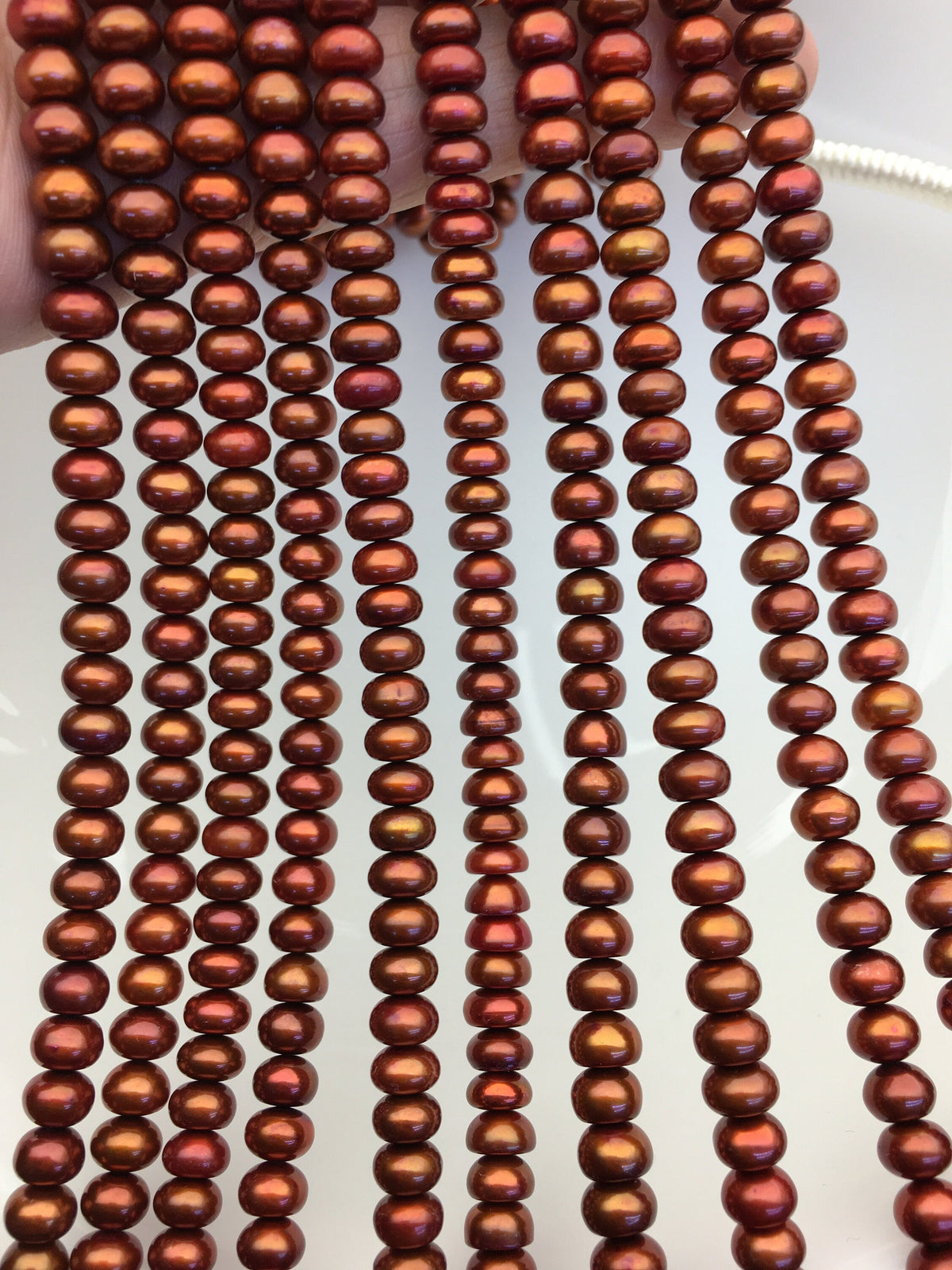 AAA 6.5-7mm brown button round freshwater pearls,full strand,loose button pearl,6mm Rondelle pearl Beads,SM6-T2