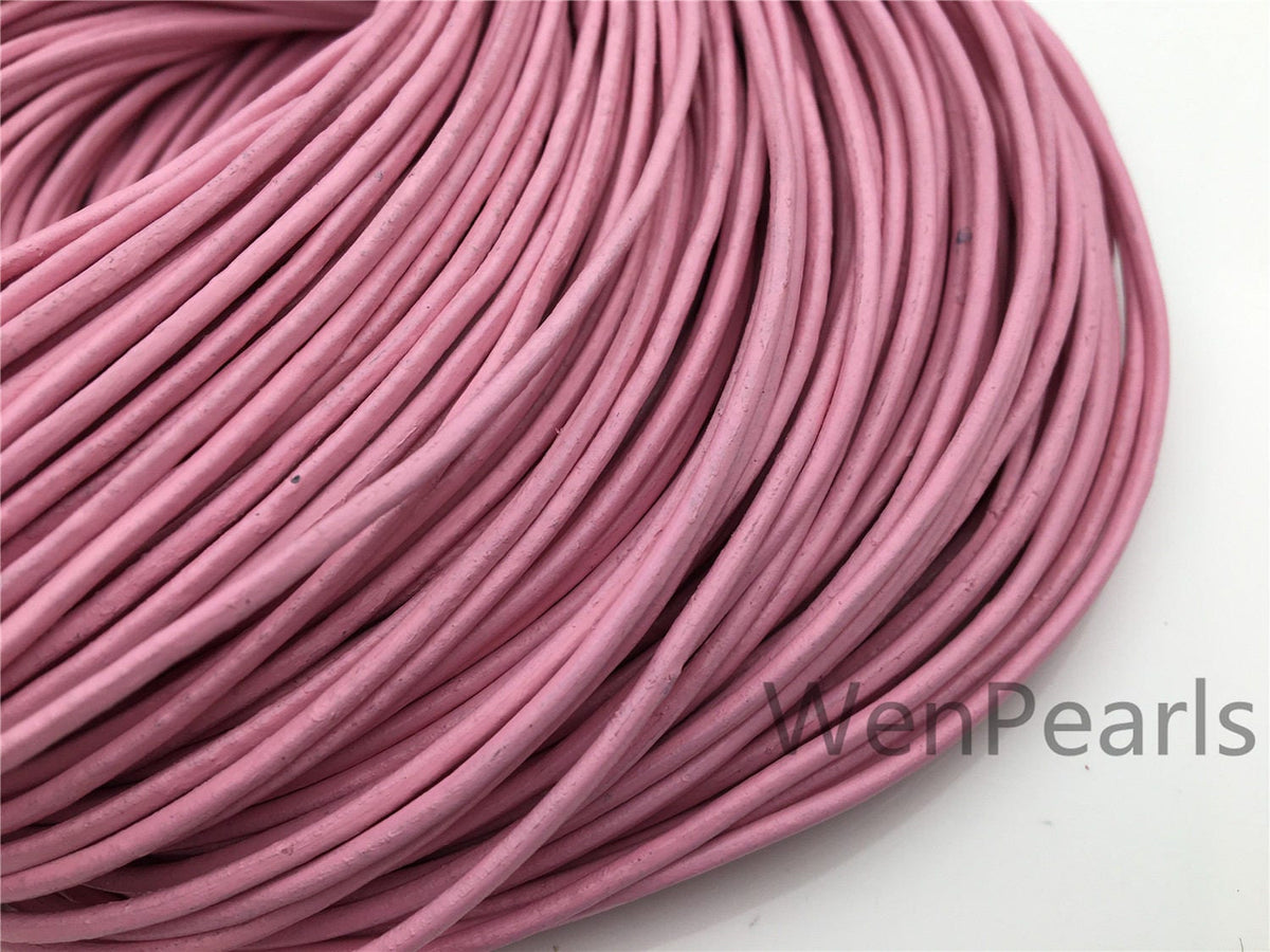 1.5mm,2mm Pink Leather Cord,1 yard,5 yards,10 yards,round leather cord,DIY leather cord,LC2-113