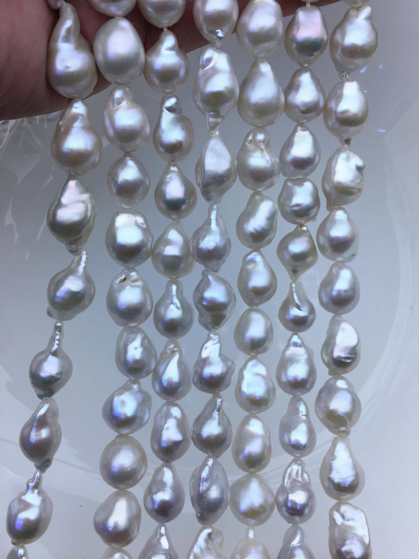 15.5'' AAA 9-11mm White flame ball pearl,FL15-3A-7-31
