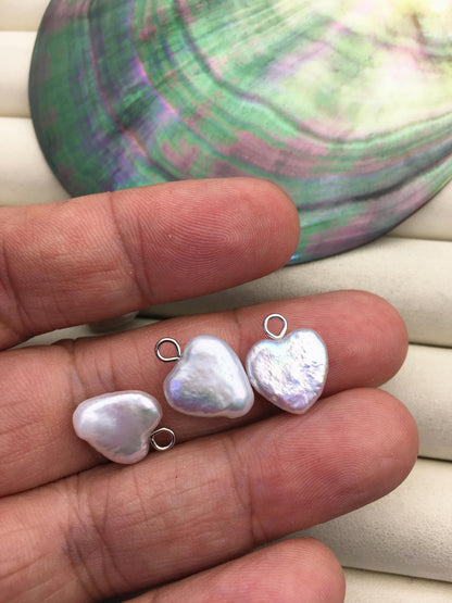 5pcs AAA 11-12mm White Heart pearl pendant,NC1-013