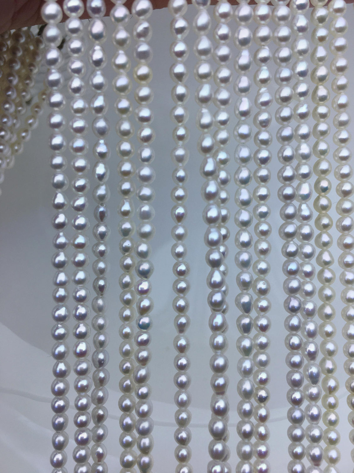 AAA 15.3+2'' 3-4mm tiny white rice freshwater Pearl necklace,genuine freshwater Pearl necklace,Natural Pearl Necklace,NPN1-T37