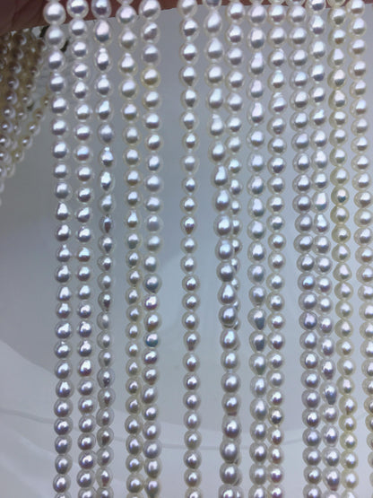 AAA 15.3+2'' 3-4mm tiny white rice freshwater Pearl necklace,genuine freshwater Pearl necklace,Natural Pearl Necklace,NPN1-T37