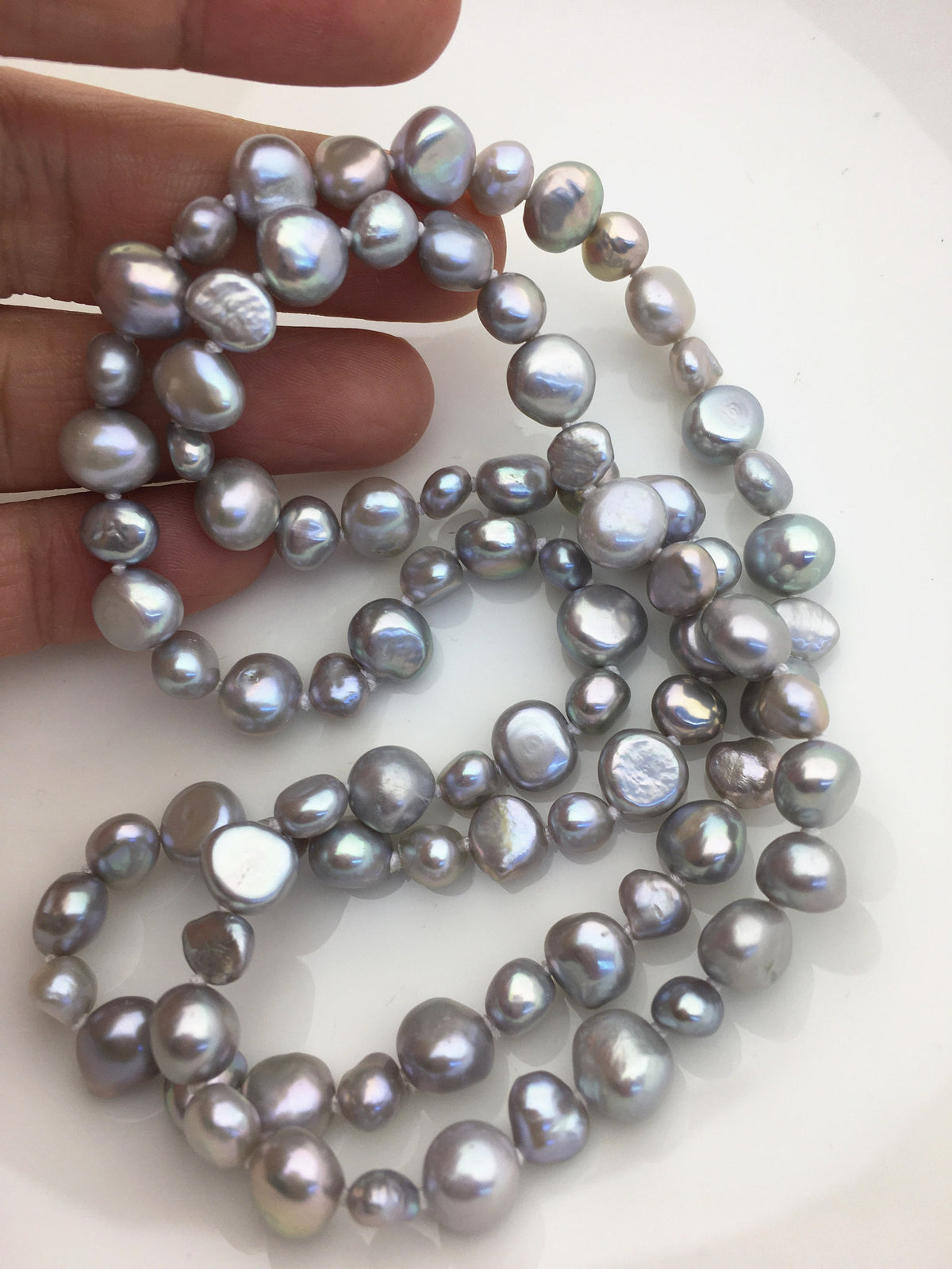 28'' AA+ 5-8mm gray nugget pearl Necklace,NPN1-T69