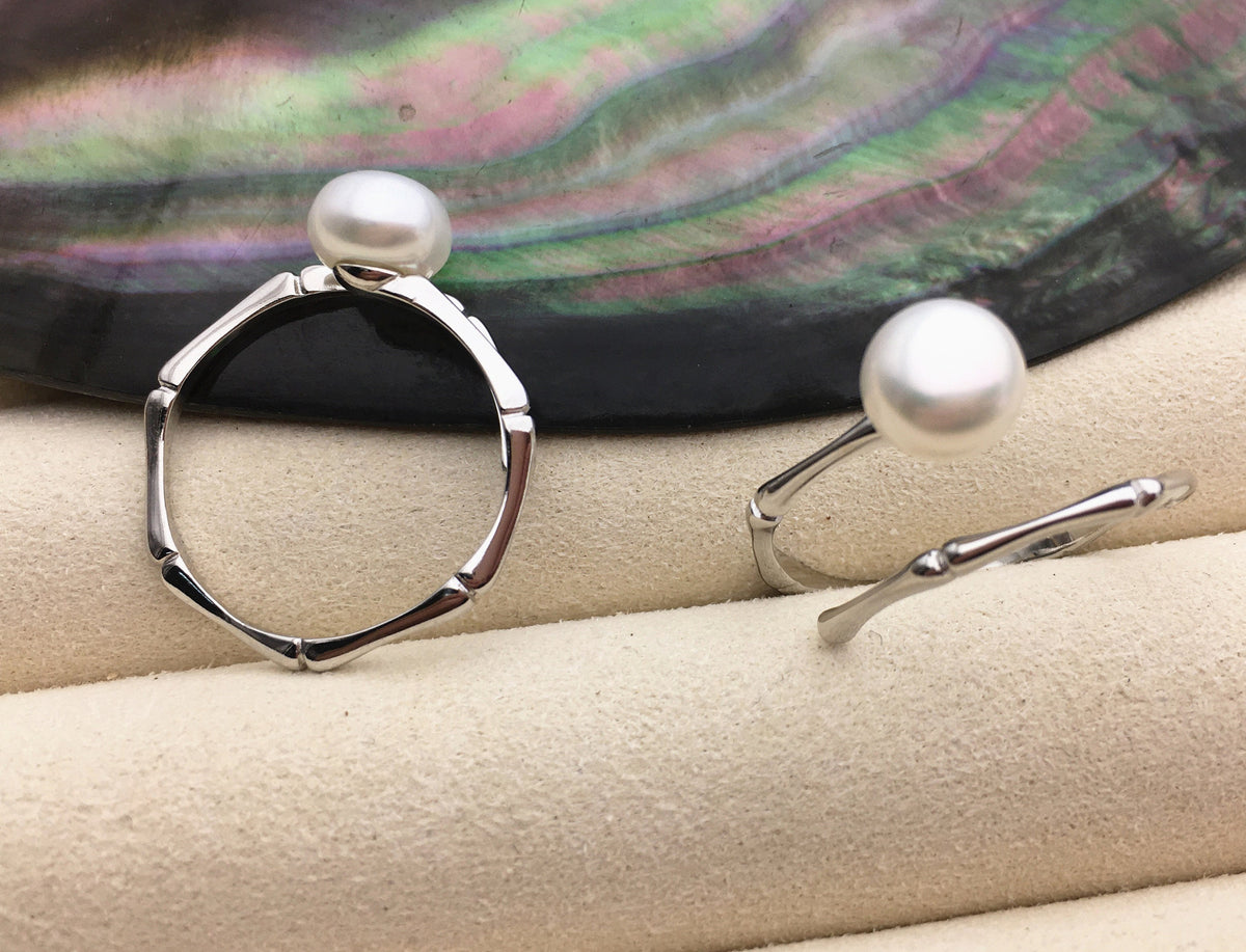 AAA single white button round Pearl Sterling silver ring,wedding rings for women,sterling silver 925 open ring jewellery,R1-060