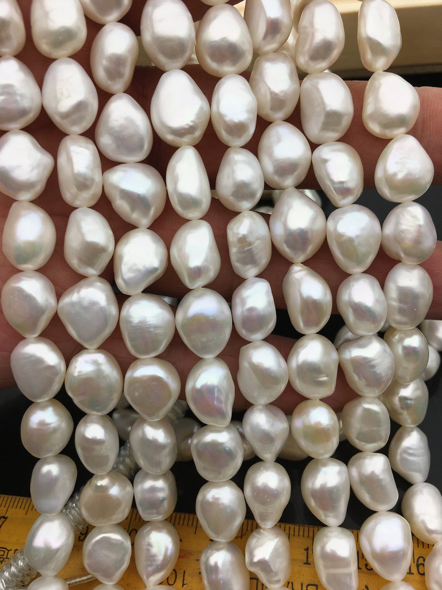 AAA 9.4-10.2mm white nugget freshwater pearls,cultured freshwater baroque pearl bead string,LM10-3A-4
